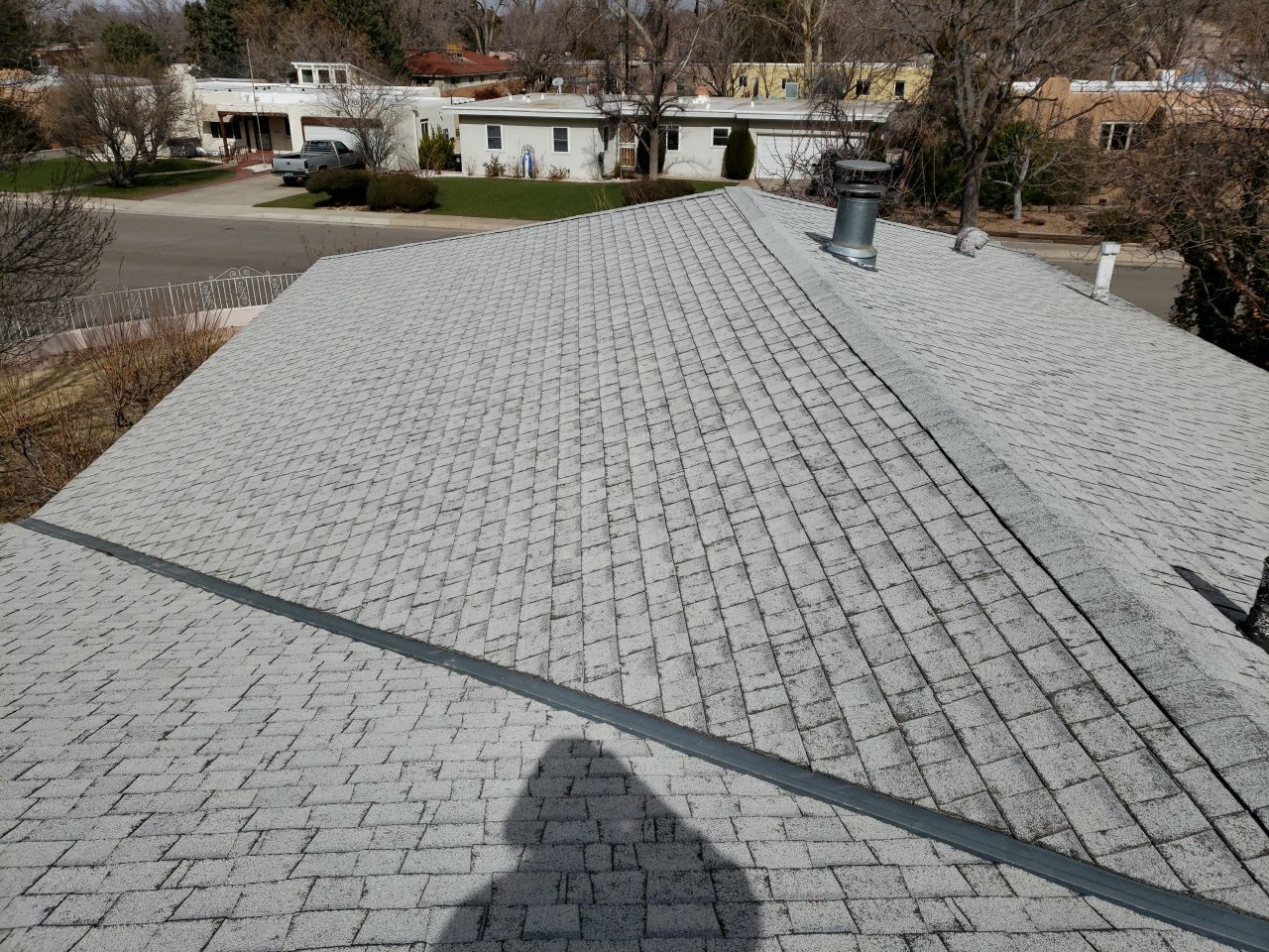 Hai damage to a shingle roof